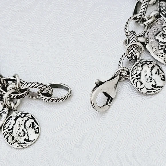 Silpada Sterling Silver Roman Coin Cha Cha Bracelet B1624